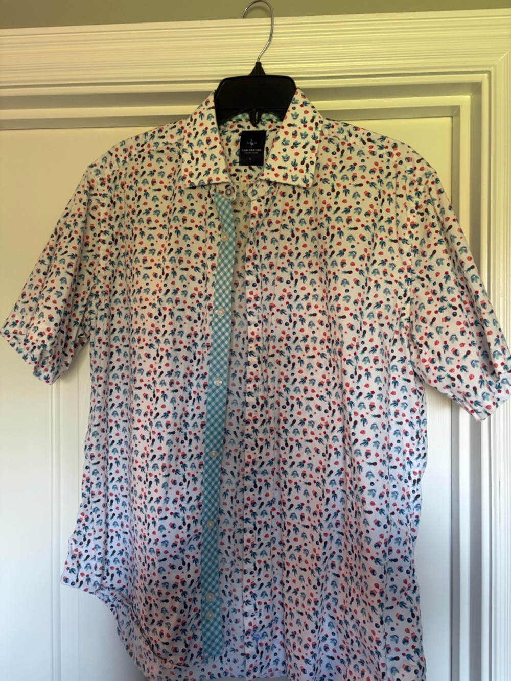 Tailorbyrd White Micro Floral Short-Sleeve Shirt